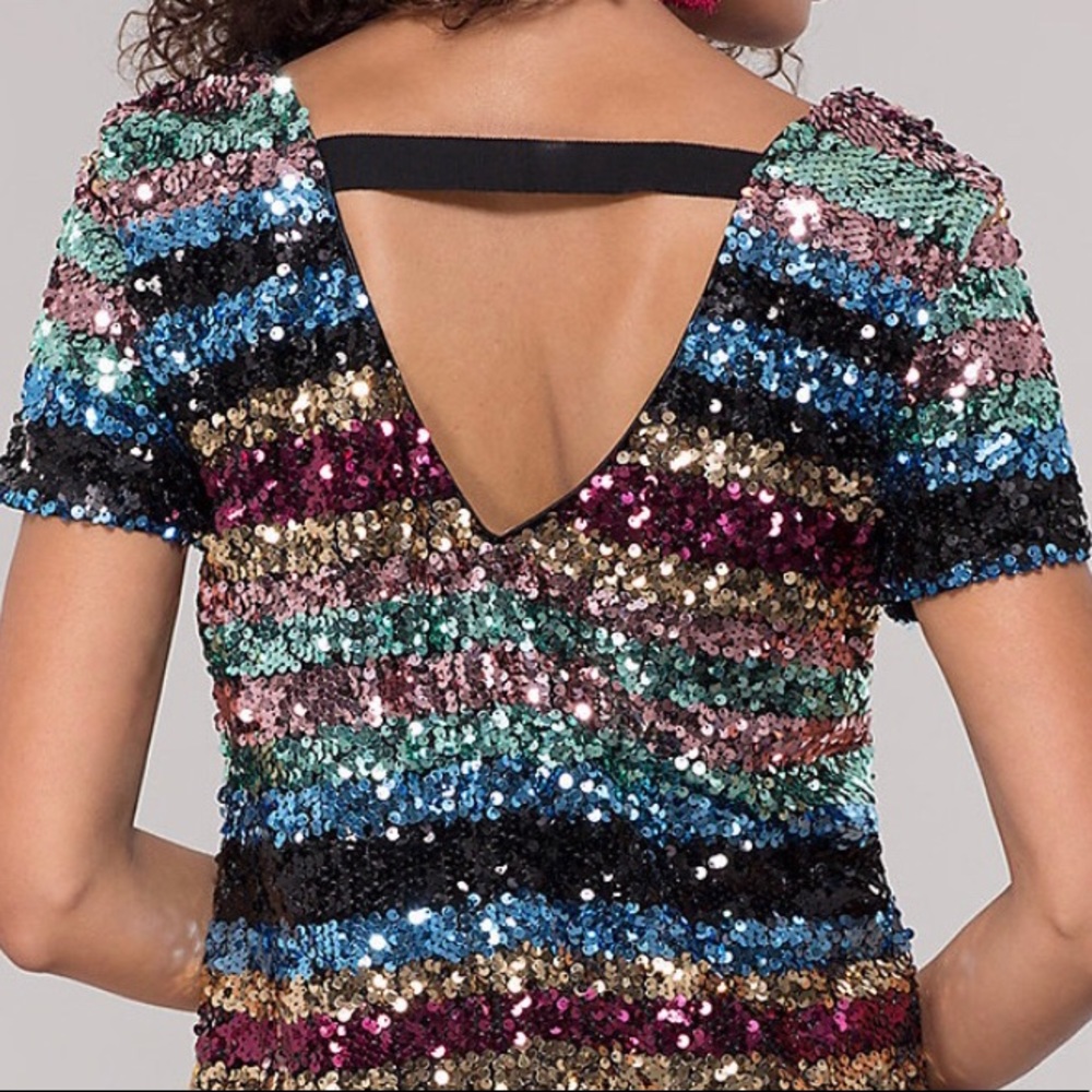🆕NWT Trendy Striped Sequin Statement Party Dress - Picture 4 of 8